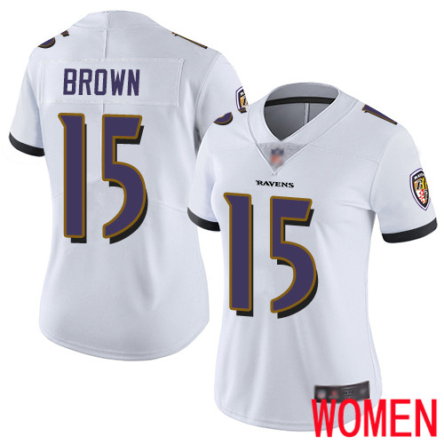 Baltimore Ravens Limited White Women Marquise Brown Road Jersey NFL Football #15 Vapor Untouchable